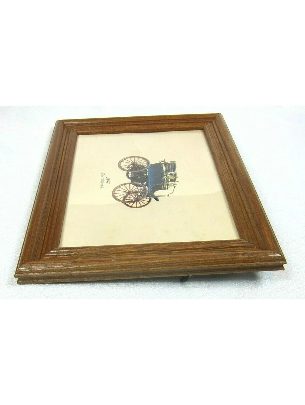 1897 First Oldsmobile Antique Auto Lithograph Print 12x10 Wood Framed in Glass
